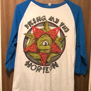 Bring Me The Horizon blue and white baseball tee